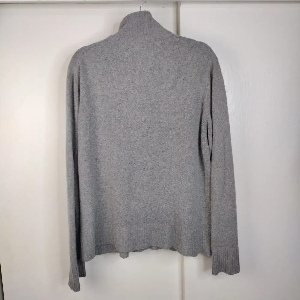 Banana Republic Italian Yard Wool Blend 1/4 Zip Sweater Mens Size L Grey Striped